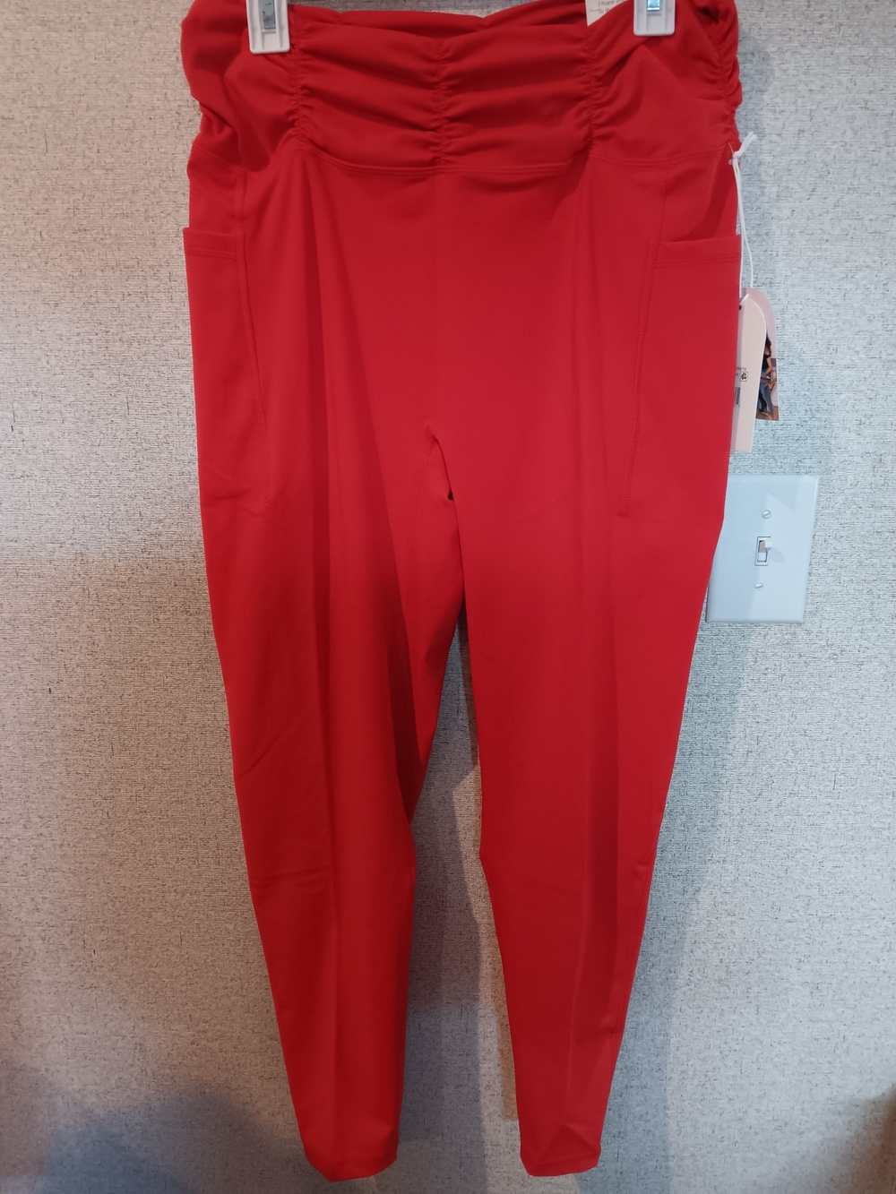 Blogilates-High-Waist Ruched  Leggings Red - Size 2XL